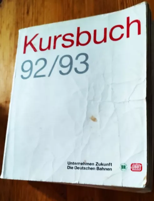 Kursbuch 92/93 Deutsche Bahn/Deutsche Reichsbahn (mit Kurswagenverzeichnis)
