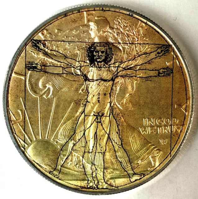 Leonardo da Vinci Vitruvian - American Silver Eagle 1oz .999 Silver Dollar Coin