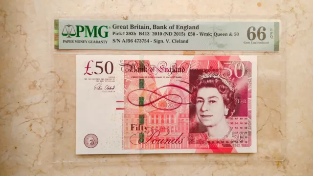 66 GEM EPQ PMG 50 Pounds ND(2010) Great Britain Bank of England Banknote # 393b