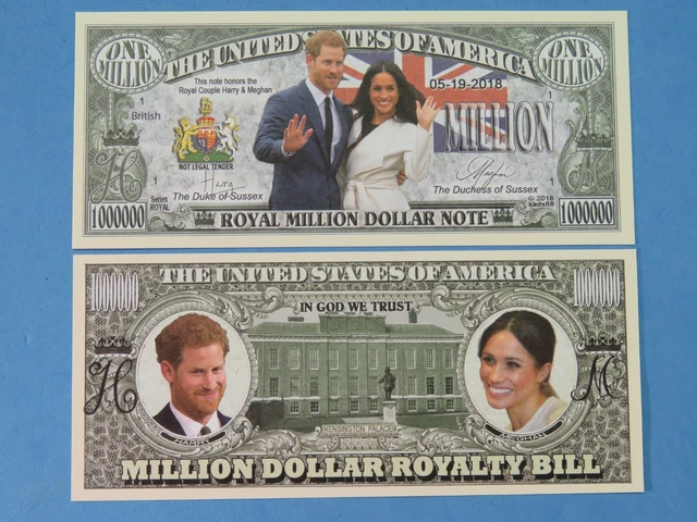 Royal Couple PRINCE HARRY & Duchess Meghan ~ One Million Dollar Bill