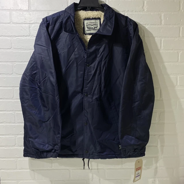 NEW - LEVI'S Faux Shearling Lined Coach's Jacket - Navy - XXL