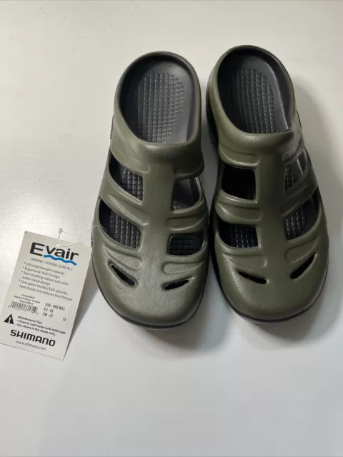 New Shimano Green/Black Fishing Boating Marine Crocs Sandals Size M8 W10