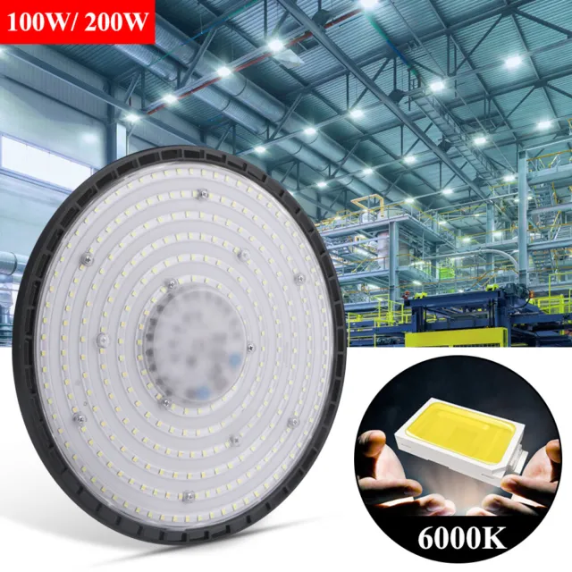 UFO LED High Bay Lights100W 200W Warehouse Industrial Factory Light Lamp Low bay