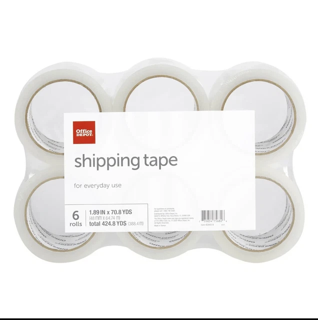 Office Depot Shipping Tape, 1-15/16" x 70-13/16 Yd, Clear, Pack Of 6 Rolls