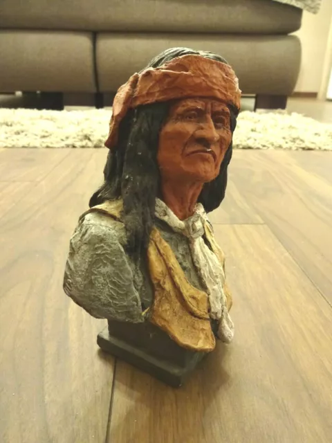 Monfort Skulptur  Indianer Statur - Stein Figur - Büste - Sitting Bull - Western