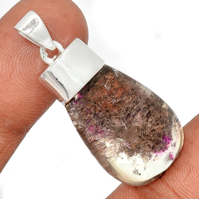 Treated Purple Ghost Phantom Lodolite 925 Silver Pendant Jewelry CP23622