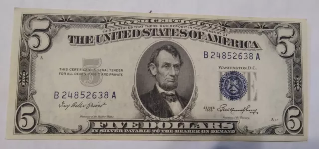 Very Rare 1953 $5 Silver Certificate - Blue Seal *Crisp Brilliant Uncirculated*