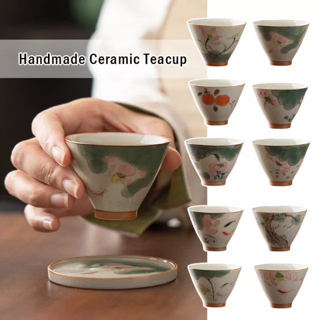 60ml Chinese Style Handmade Ceramic Tea Cups Wine Sushi Sake Cup Travel Gift