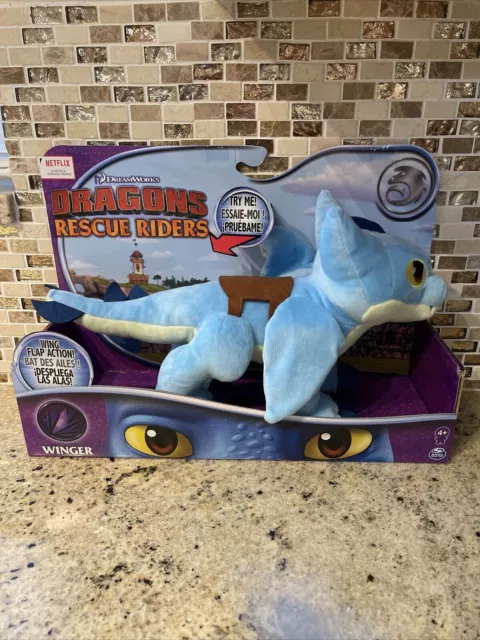 DREAMWORKS DRAGONS RESCUE Riders WINGER Plush 14 Inches Wings Flap Rare ...