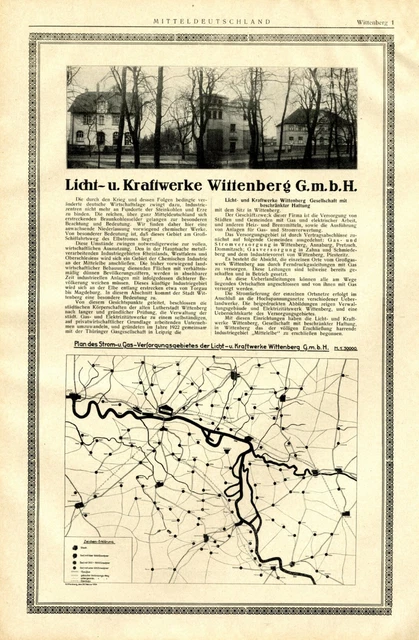 Kraftwerk Wittenberg XL Reklame 1925 Lichtwerk Werbung