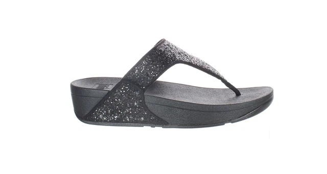 FitFlop Womens Toe Post Black T-Strap Sandals Size 8 (7464066)
