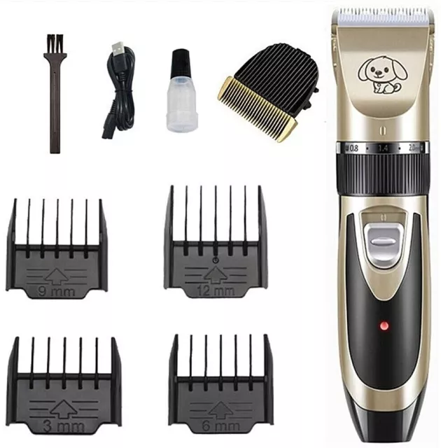 Dog Cat Pet Grooming Kit Rechargeable Cordless Electric Hair Clipper Trimmer Set 3