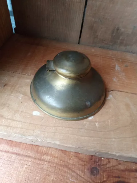 Ca 1920's  Brass Desk Top Inkwell Arts and Crafts Hinged Lid