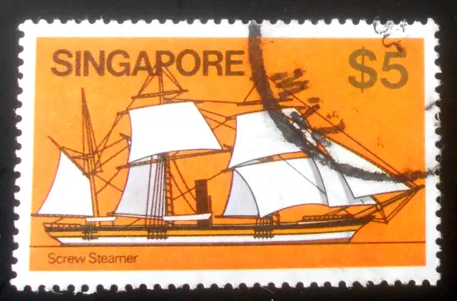 Singapore - Singapour - 1980 Definitive Ships 5 $ Screw Steamer used (25) -