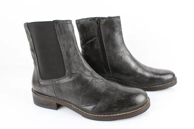 METTY Bottines Boots Cavalières cuir Noir nuancé gris T 38 Excellent Etat