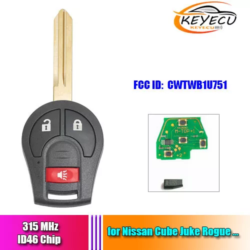 3Button Remote Key Fob 315MHz for Nissan Cube Juke Rogue Sentra Versa CWTWB1U751