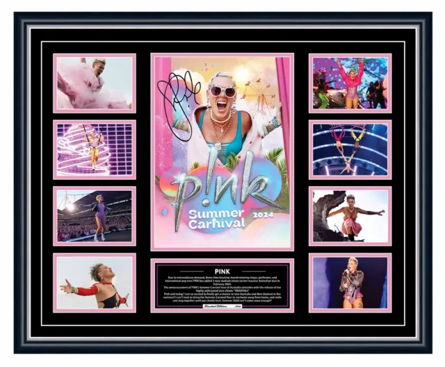 Pink Summer Carnival 2024 Australia Tour Signed Framed Ltd Ed Memorabilia