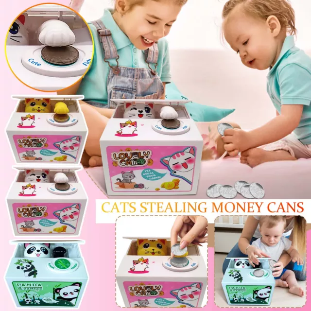 Kitty Cat Panda Bank Cash Coin Can Electronic Money Bank Auto Cat Stealing Money