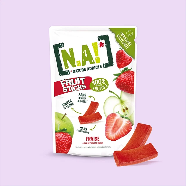 N.A! Nature Addicts - Sachet de Fruit Sticks Fraise 40g - 100% Issu de...