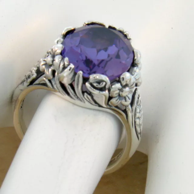 6 Ct COLOR CHANGING LAB ALEXANDRITE CLASSIC STYLE 925 STERLING SILVER RING  470X 3