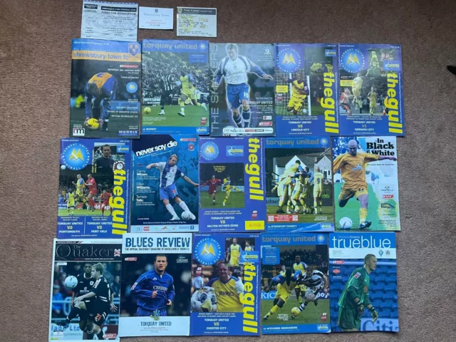 15 Torquay United programmes 2006/7 + 3 directors box/boardroom tickets