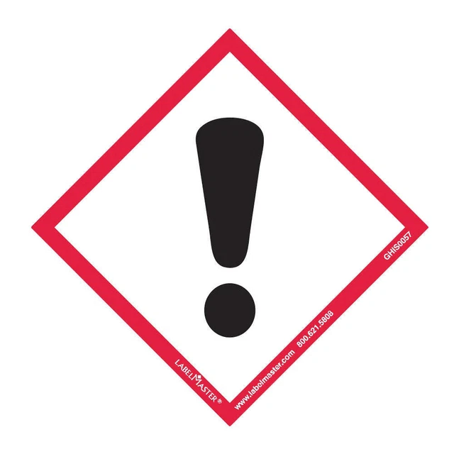 LABELMASTER GHIS0057 GHS Exclamation Mark Label,4"H,4"W,PK50