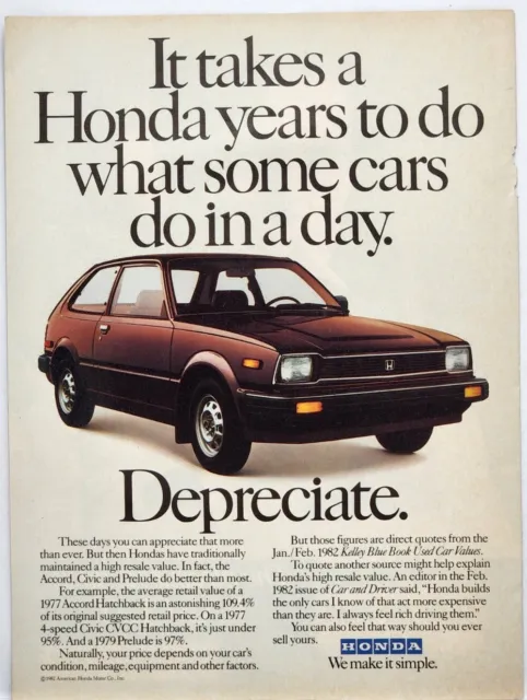 1977 Honda Civic We Make It Simple Vintage Color Print Ad