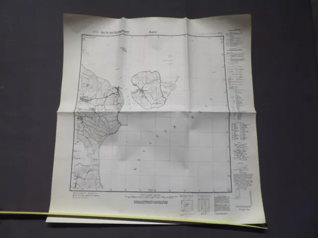 Landkarte Meßtischblatt 0724 Insel Aarö, Haistrup, Flaut um 1945, heute Dänemark