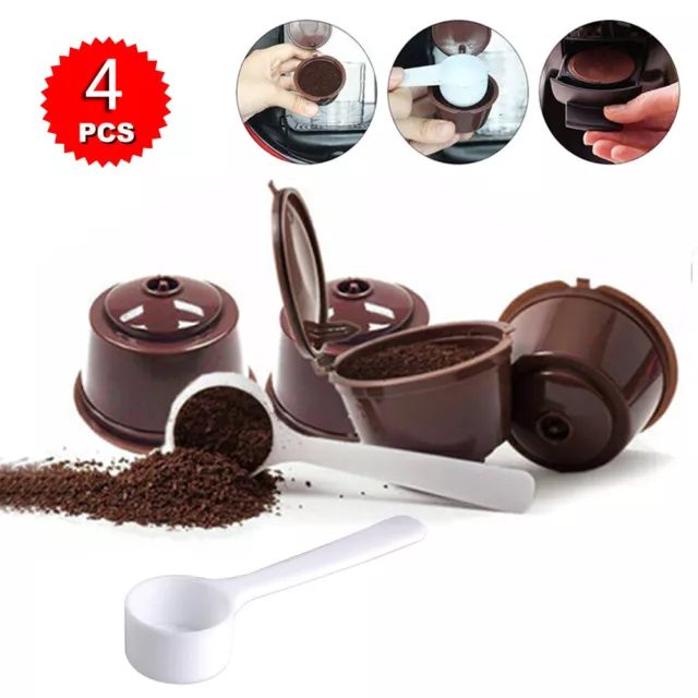 4 Pcs Réutilisable Compatible Café Capsules Dosettes pour Dolce Gusto + Cuillère 3