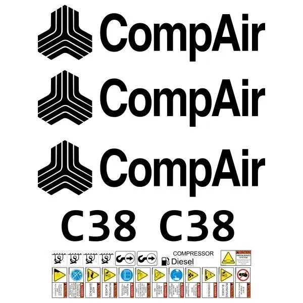 Compair C38 Decals Stickers Repro Decal Kit + FREE SAFETY STICKERS