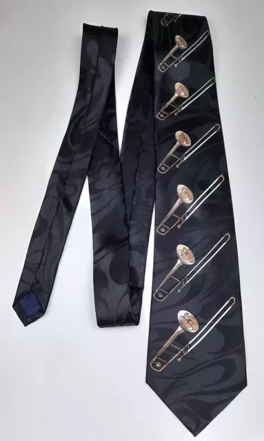 Steven Harris Hand Made Trombone Mens Tie Euc