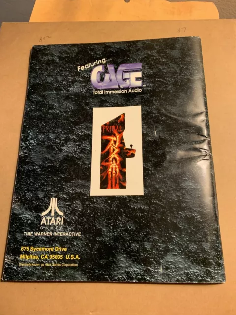 original  arcade video game owners manual Primal Rage Atari￼