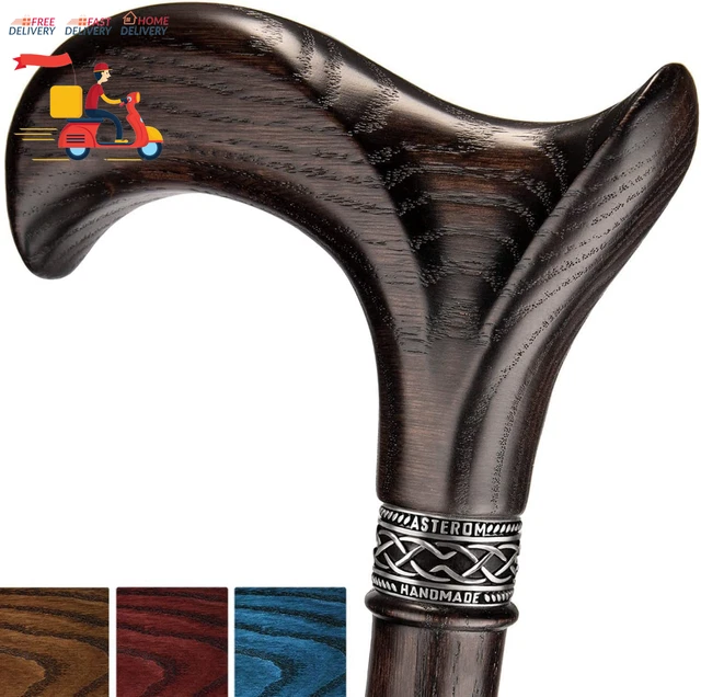 Handmade Ergonomic Walking Cane for Men and Women - Stylish Derby Oak Wood Cane