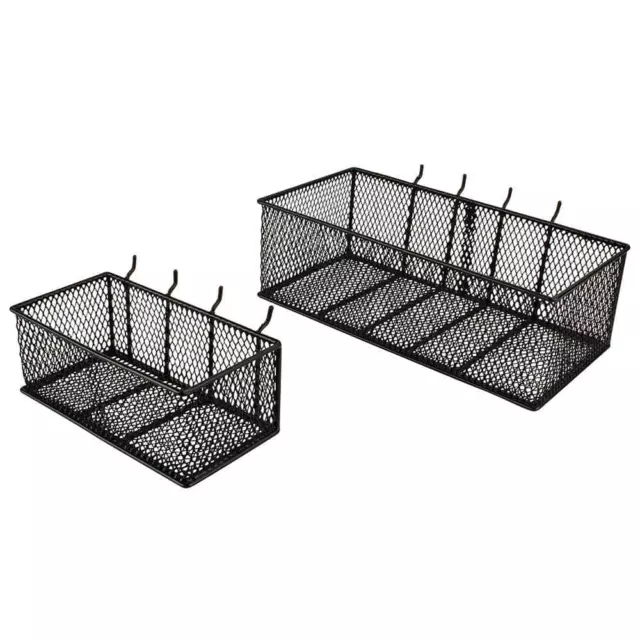 PEGBOARD BASKETS 2 Pack Steel Wire Mesh Garage Wall Organizer Storage Bins Blac