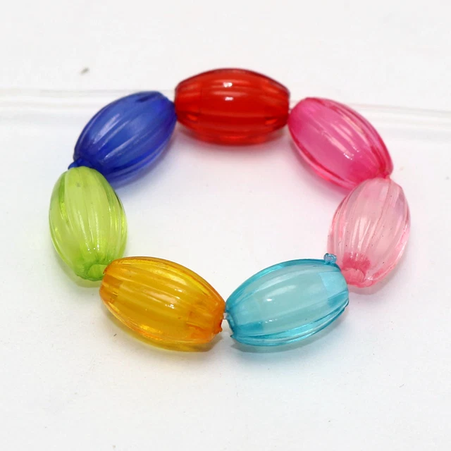 200 piezas Espaciador de Tubo Ovalado de Acrílico de Color Mixto 12X7mm "Cuentas Interior Cuentas"