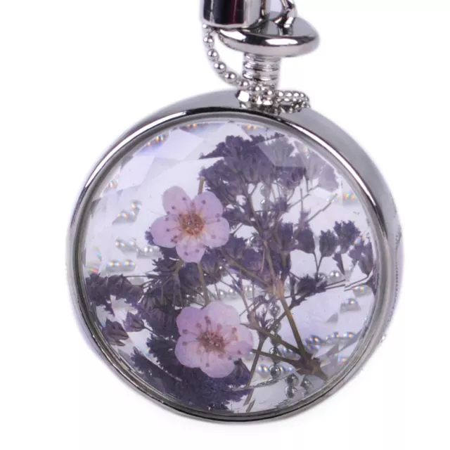 Natural Real Dried Lavender Flower Round Perfume Bottle Pendant Locket Necklace 2