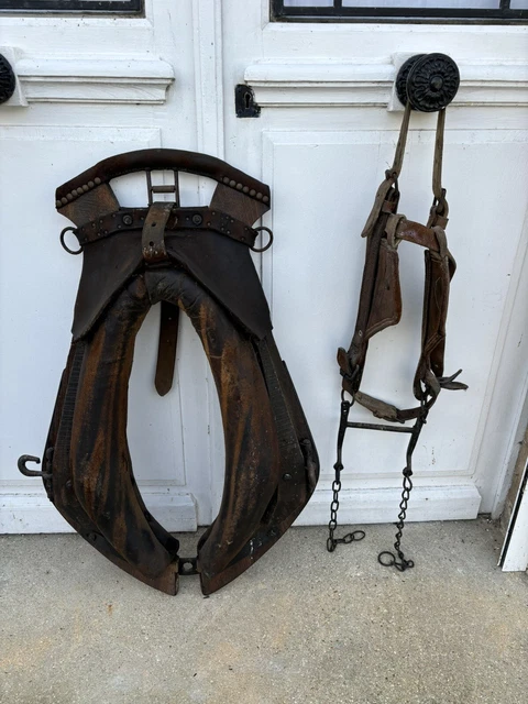 Harnais Collier Cheval Vintage En Cuir - Style Western Americana
