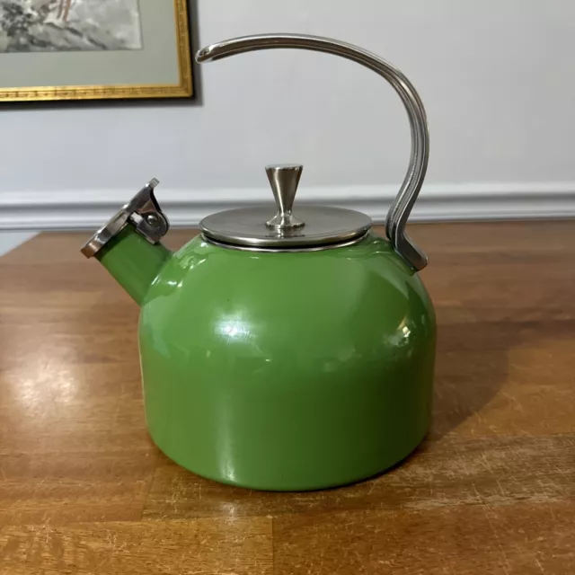 Kate Spade Green Tea Kettle Pot Enamel Steel Whistle While You Work whistling
