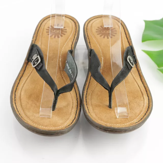 UGG Women's Kallani Sandal Size 8 Thong Slide Flip Flop Black Leather Shoe Comfy 2