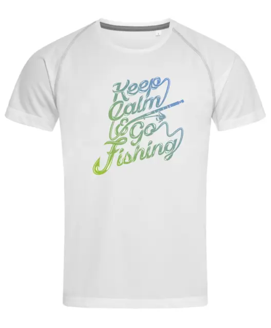 T-shirt pescatore pescatore pescatore regalo stampata fortunata pesca uomo unisex mantieni la calma