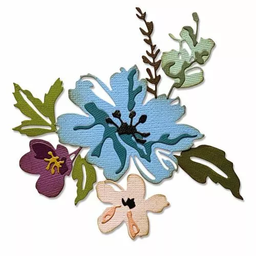 Fustella Thinlits Sizzix "Pennellata Di Fiori #2" 665210 - Stampa Big Shot Fiore