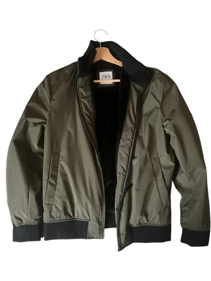 Bomber Zara Homme Taille L Couleur Vert - Occasion Très Bon état