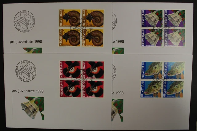 Schweiz, MiNr. 1663-1666, 4er Blöcke, FDC - 613463