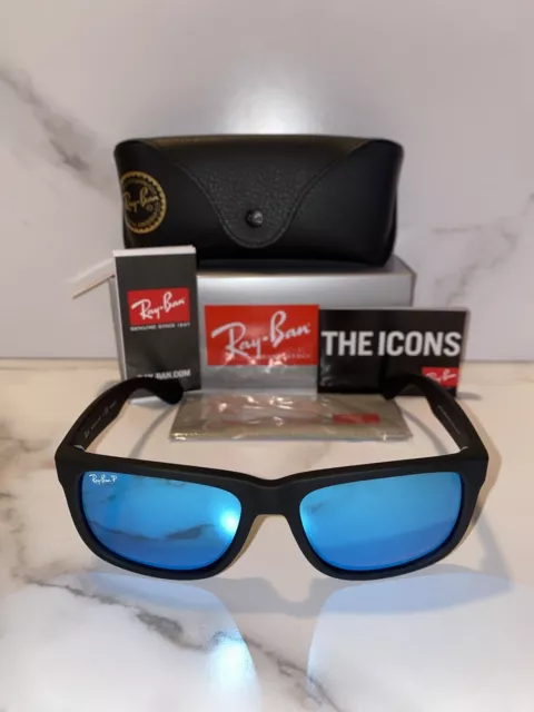 Ray-Ban Justin  Blue Mirror Polarized Lens Sunglasses RB4165 622/55 5152