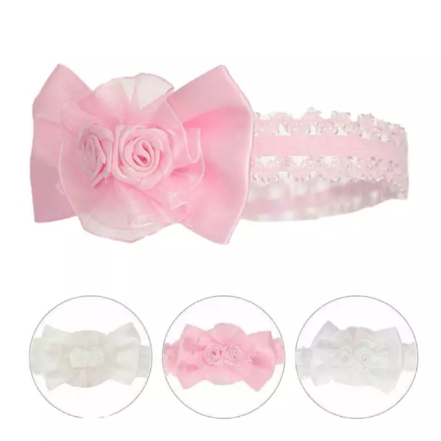 BNWT baby girls pink Ivory or white flower  flower and lace hairband