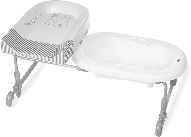 Fasciatoio Bebeconfort Dolphy 2 In 1 - Con Vaschetta Bagnetto, Ruote, Cassettiera, Grigio - Foto 10