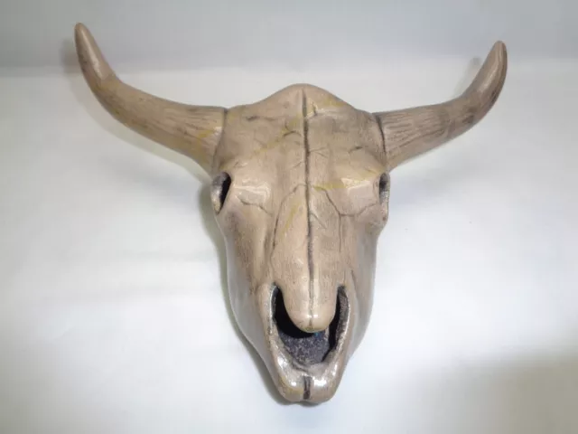 Vtg Wall Mount Pottery Longhorn Steer Cow Skull Western Southwest Art Decor
