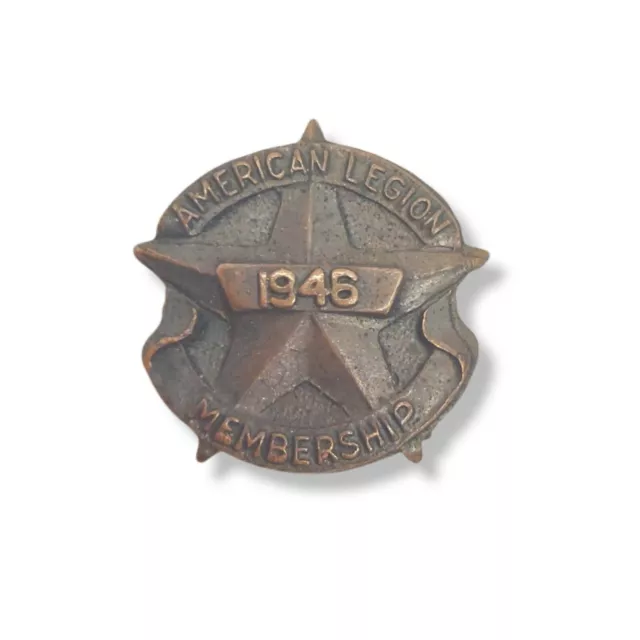 Vintage 1946 US American Legion Membership Hat Jacket Lapel Screw Pin Back