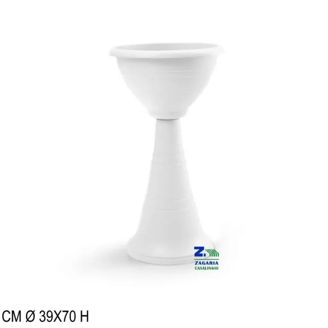 Vaso Fioriera A Colonna Posacenere Color Bianco Plastica Diam. Cm 39X70 H