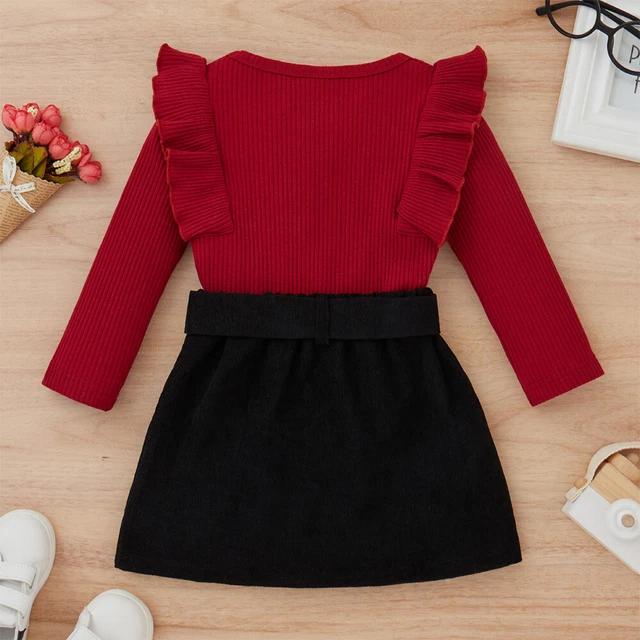 Set gonna 2 pz abiti da festa vestiti per bambine arricciate arricciate 10